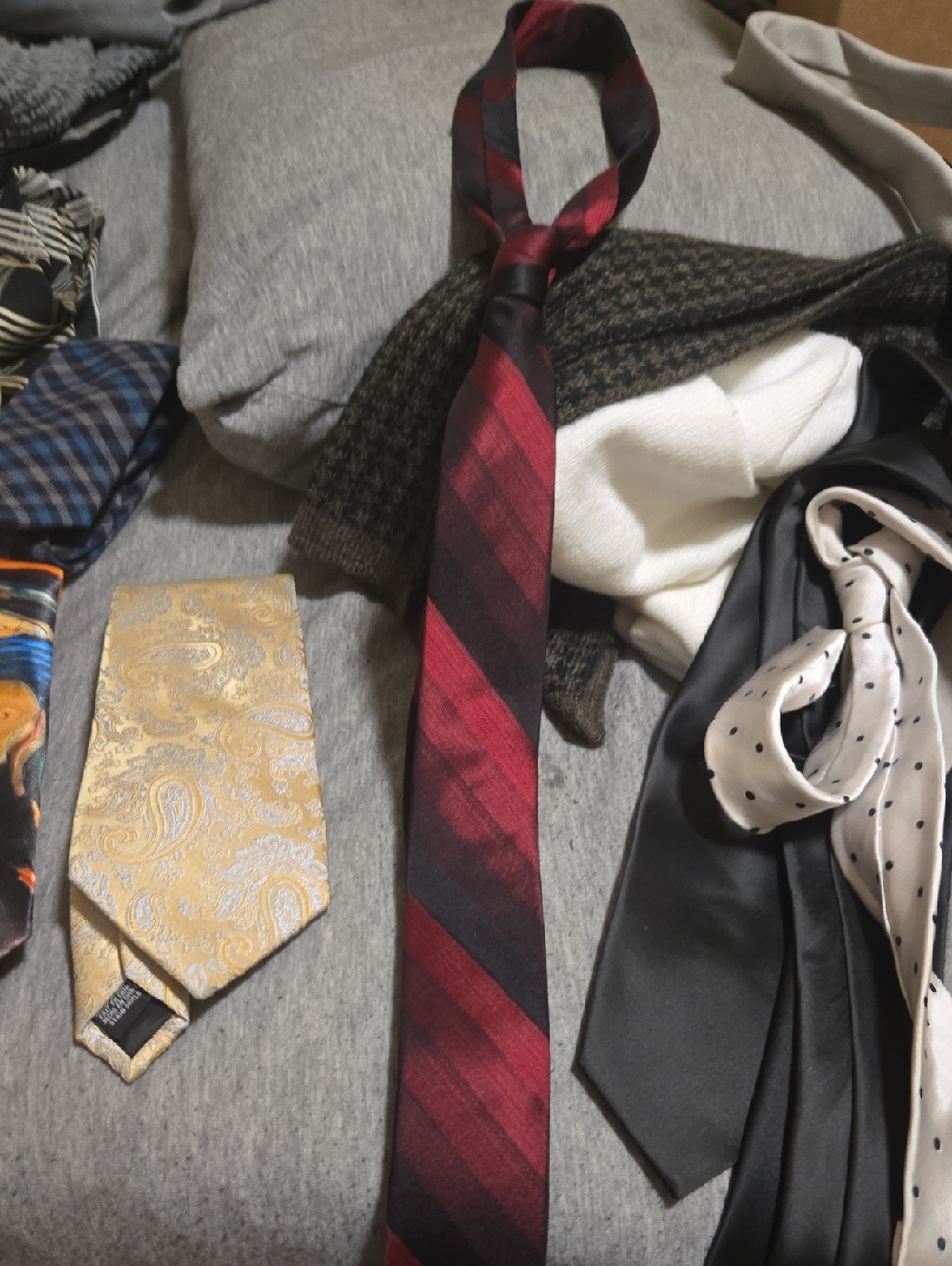Express Men's Red and Black Diagonal Stripe Tie